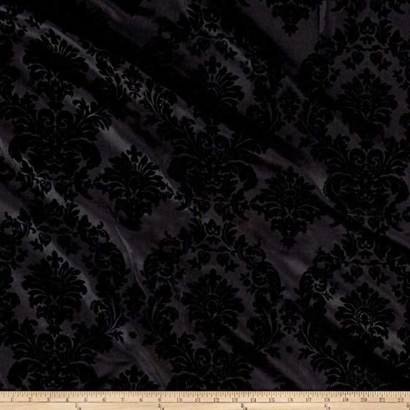 Velvet Damask Polyester Taffeta Fabric, All Colors - Picture 3 of 16